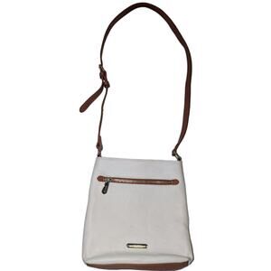 Bostanten Pebbled Leather Crossbody Purse Bag Cream Brown With Gold Hardware